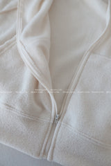 Fluffy fleece hooded zip-up jacket