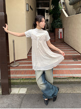 リブハーフネックTシャツ (4C)