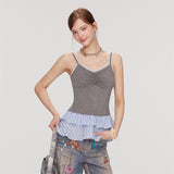 Feminine Double Strap Layered Frill Blouse