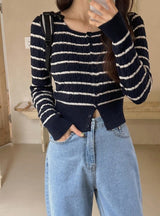 Border Cashmere Cable Knit Cardigan (5color)