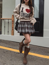 Pilen Check Pumpkin Mini Skirt