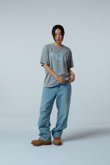 EEERRR Distorted logo over-crop fit T-shirt (Melange)