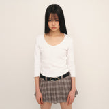 C 90S ラインVネックTシャツ_ホワイト
