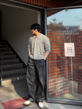 ロングワイド生デニムワンタックパンツ