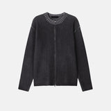 Fog lip zip-up knitwear