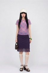 PLUM VEIL MIDI SKIRT