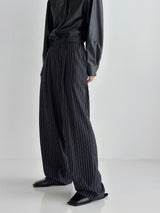 Pleddy Stripe Back Banding Wide Slacks (2color)