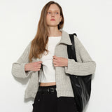High-Neck Cardigan Ivory