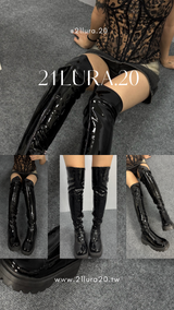 #Z1001 Patent leather knee-high boots