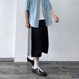 Button-Fly Structured Wide Shorts