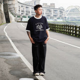 ディストレストバンブーコットンプリントTシャツ