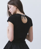 OPEN BACK RIBBON T-SHIRT_TT6S207BK