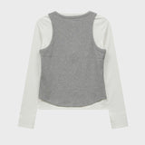 Star Cut Out Top SET Layered T-shirt