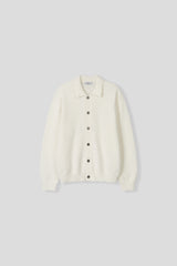 Angora semi-cropped collar cardigan