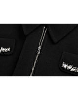[LADY LINE]  スパイラルビーズアクセントウールボレロジャケット ブラック