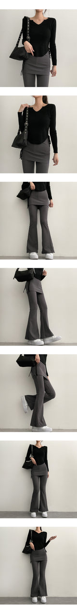Strap banding bootcut skirt leggings