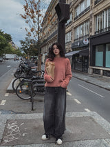 Blow angora round knitwear