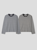 With crop stripe long-sleeve tee
