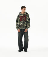 CAMO APPLIQUE ZIP UP HOODIE