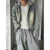 [Unisex] Destroyed denim hood jacket(2color)