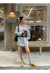 Number off-shoulder loose fit sweatshirt