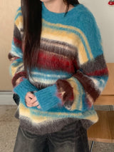 [unisex] ハデットモヘアストライプウールニット