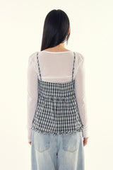 Mona check bustier blouse