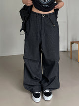 ペイワイドピンタックストライプデニム