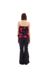 FLUTTER FRILL TOP SKIRT / RED