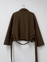 [wool70%] バーネットウールベルテッドショートコート