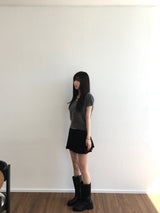 V-neck short-sleeved knitwear (3 colors)