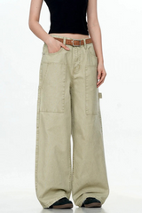 Patchwork Wide-Leg Cargo Pants