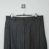 stripe curved wide slacks