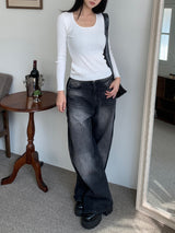 Dual Switch Gradient Flap Pocket Two-Way Snap Wide Pants (3 Colors)