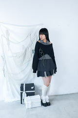 laceup ribbon knitset(black)
