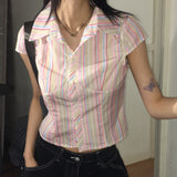Noche Vintage Stripe Slim Short-Sleeved Shirt