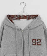 Ginpo Brushed Two-Way Check Color Matching Hood Zip-Up