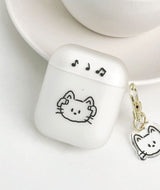Cat with AirPods on Airpods case + charm