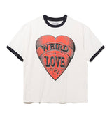 ハートグラフィックリンガーTシャツ（オレンジ