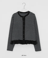 [BAONHAUS] Lorenine Frill Stripe Cardigan