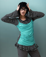 Stripe Ruffle Hem Layer Top