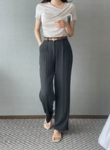 ライト クール ピンタック ワイド スラックス