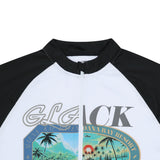 GT145 ルガードラベルグラフィックショートスリーブラッシュガード (WHITE/BLACK)