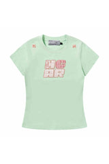 プレイドパッチスリムクロップTシャツ
