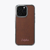 EMBROIDERY KNIT HARD JELL CASE _ BROWN