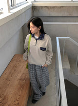 Hael Check Anorak Fleece Sweatshirt