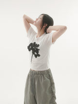 フィントフラワーショートスリーブTシャツ -2C