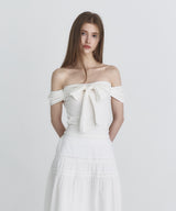 Off shoulder ribbon top (Ivory)