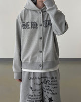 Dark Button Hooded Cardigan