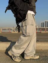 Snap cargo wide sweatpants